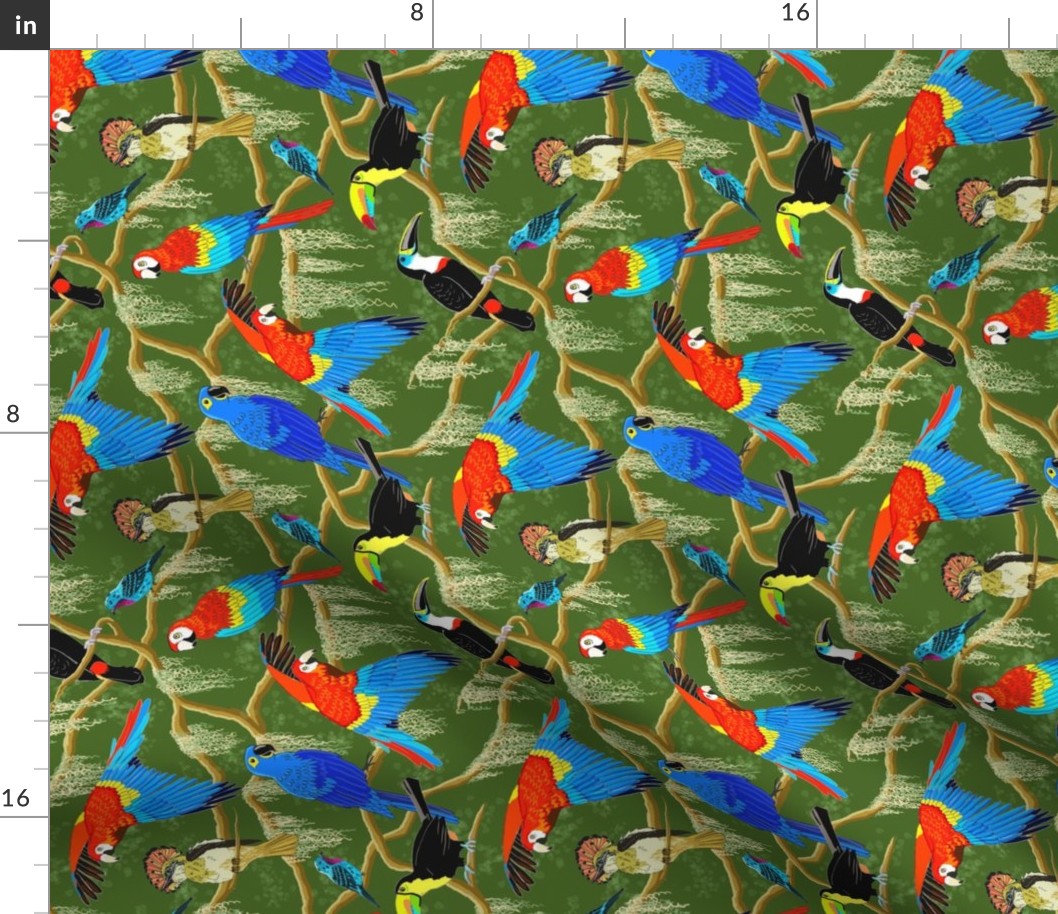 Rainforest birds 8x8 sideways