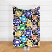 Climbing Flowers V2: Big flowers, abstract flowers,  fun floral, dopamine design, retro floral in black, white & rainbow colors - XL