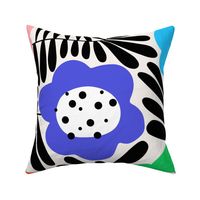 Climbing Flowers V2: Big flowers, abstract flowers,  fun floral, dopamine design, retro floral in black, white & rainbow colors - XL