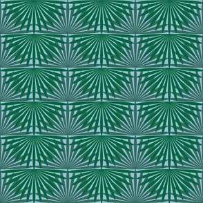 Palmetto Palm Jungle Whimsical Funky Traditional Fun Vintage Retro Starburst Star Pattern Palms in Neutral Colors Emerald Green Dark Green 246641 Pine Blue Green Turquoise 496B60 Sky Blue Gray A7C0DA Subtle Modern Geometric Abstract