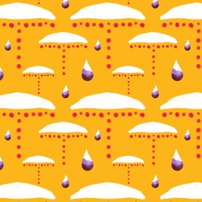 Umbrella Shapes & Raindrops 