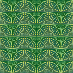 Palmetto Palm Jungle Whimsical Funky Traditional Fun Vintage Retro Starburst Star Pattern Palms in Neutral Colors Emerald Green Dark Green 246641 Pine Blue Turquoise 496B60 Turmeric Mustard Yellow Green CCCC52 Subtle Modern Geometric Abstract