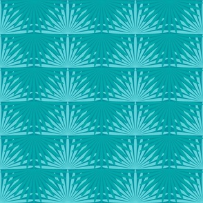 Palmetto Palm Jungle Whimsical Funky Traditional Fun Vintage Retro Starburst Star Pattern Palms in Neutral Colors Lagoon Blue Green Turquoise 2F909F Hippie Blue 4BA6A6 Pool Blue Turquoise 8ED3D8 Subtle Modern Geometric Abstract