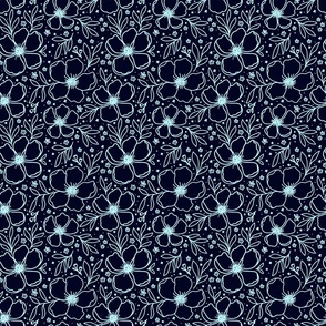 Floral anemone pattern navy and teal