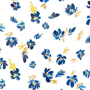 Blue and gold painted flowers