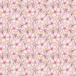 Floral anemone pattern pink and burgundy medium scale 