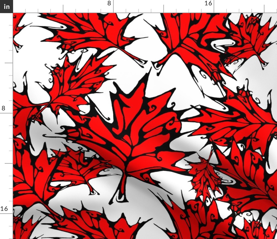 Inkblot Red Maple Leaves