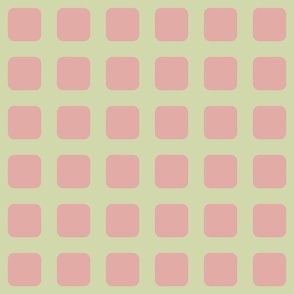 Kitchen Tile | XS size | 3" | Lychee Pink on Apple Green | Vintage Nostalgia