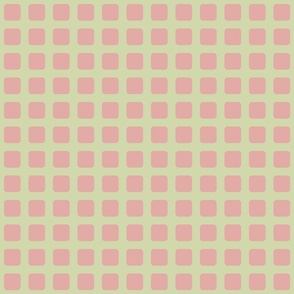 Kitchen Tile | XXS size | 1.5" | Lychee Pink on Apple Green | Vintage Nostalgia