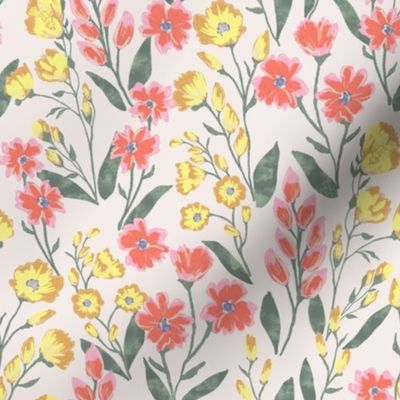 Penelope Floral Ivory yellow pink green