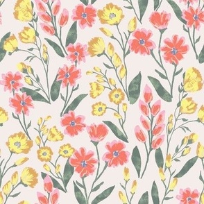 Penelope Floral Ivory yellow pink green