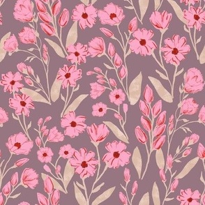 Penelope Floral Mauve dusty pink