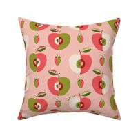 (L) Mid-century apples and strawberries pink