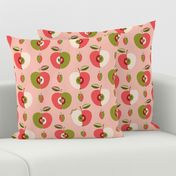 (L) Mid-century apples and strawberries pink