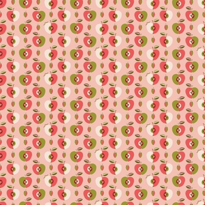 (S) Mid-century apples and strawberries pink