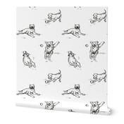 Traditional Toile Dog Breeds for Baby & Kids Wallpaper & Fabric in Black & White