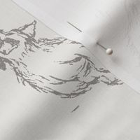 Traditional Toile Dog Breeds for Baby & Kids Wallpaper & Fabric in Grey & Ivory
