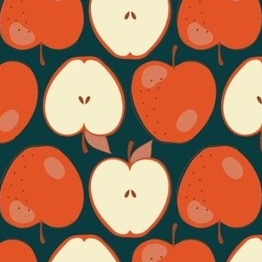 Red apples on navy