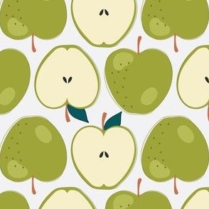 Green apples on white