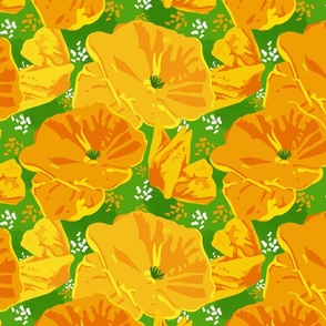 Bright Jumbo Flowers - Orange and Green