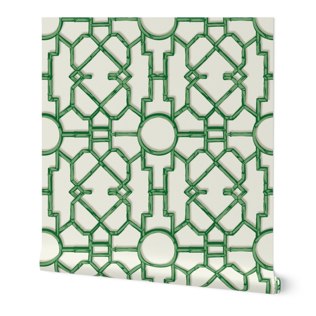 Bamboo Trellis - Cream & Green