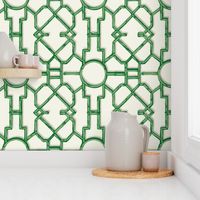 Bamboo Trellis - Cream & Green