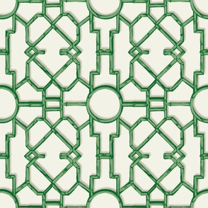 Bamboo Trellis - Cream & Green