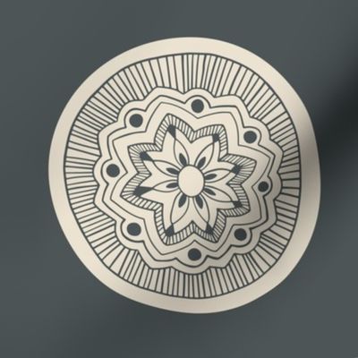 Woodcut Mandala - Charcoal #3 - Photo Tile
