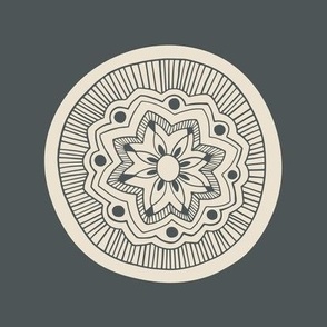 Woodcut Mandala - Charcoal #3 - Photo Tile