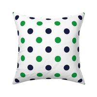 Polka Dots in Kelly Green and Navy Blue on White