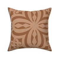 Golden Brown Damask Quatrefoil Block Print by Angel Gerardo - Jumbo Scale