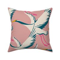 Cranes In Flight - Pink