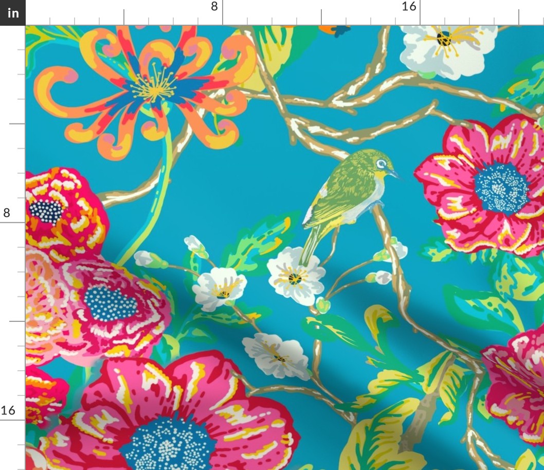 Chinoiserie Floral Birds & Peonies - Brights