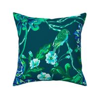 Chinoiserie Floral Birds & Peonies- Midnight Garden