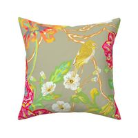 Chinoiserie Floral Birds & Peonies - Natural