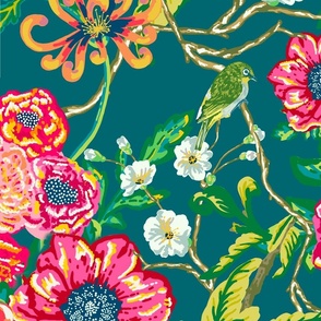 Chinoiserie Floral Birds & Peonies