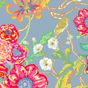 Chinoiserie Floral Birds & Peonies 