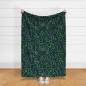 Floral Chinoiserie Bamboo Trellis - Dark Green