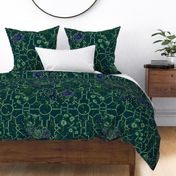 Floral Chinoiserie Bamboo Trellis - Dark Green