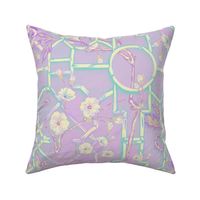 Floral Chinoiserie Bamboo Trellis - Lilac