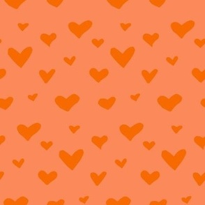 Bright Polka Hearts // Carrot Peach Orange