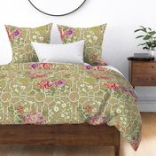 Floral Chinoiserie Bamboo Trellis - Classic Olive 