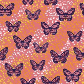 Large // Optimistic Boho Butterflies & Bubbles: Butterfly Insects Bugs - Pink