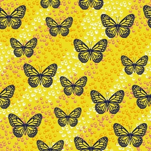 Large // Optimistic Boho Butterflies & Bubbles: Butterfly Insects Bugs - Yellow