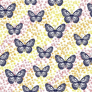 Large // Optimistic Boho Butterflies & Bubbles: Butterfly Insects Bugs - White