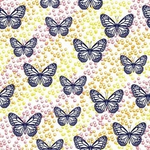 Small // Optimistic Boho Butterflies & Bubbles: Butterfly Insects Bugs - White