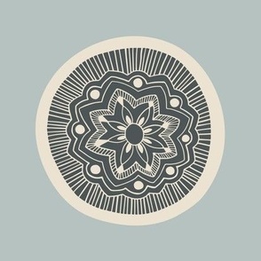 Woodcut Mandala - Blue #3 - PhotoTile