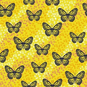 Medium // Optimistic Boho Butterflies & Bubbles: Butterfly Insects Bugs - Yellow