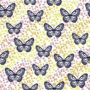 Medium // Optimistic Boho Butterflies & Bubbles: Butterfly Insects Bugs - White
