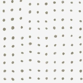 Wonky Painterly confectionery dots - off white/dark sage
